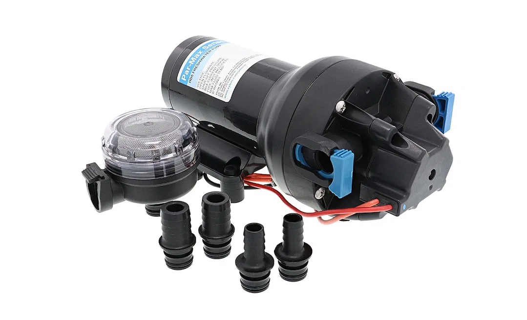 P501J-115S-3A – JABSCO Fresh Water Pump, 12 Volt DC Self-Priming 5 Gallon Per Minute Shuts Off at 40 PSI 9.6 Inch Ove...